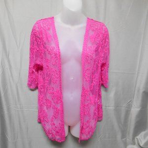 Banana pink sheer open front top womens size small